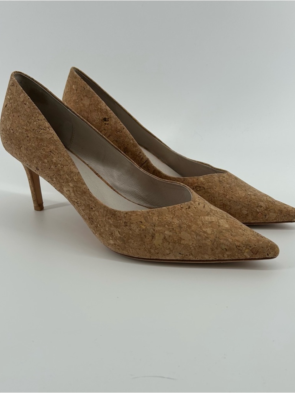 Koko + Palenki Pointed Cork Pumps in Natural Tan